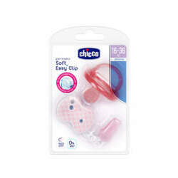 Chicco Kit Physio Soft Chupeta Clip c/ Corrente Rosa 16-36M