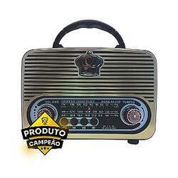 Rádio AM/FM Retro Portátil Bluetooth Kapbom KA-3179 Marrom e Dourado