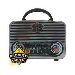 Rádio AM/FM Retro Portátil Bluetooth Kapbom KA-3179 Vermelho e Prata