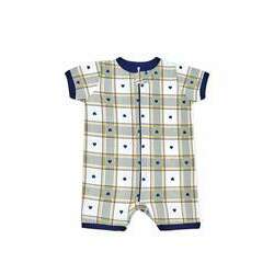 Pijama Macacão para Bebê Curto - Estampa Xadrez com Corações