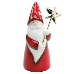 Papai Noel com Estrela Vermelho Branco e Ouro 12cm - 1001269 - CROMUS
