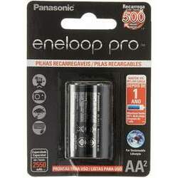 Pilha recarregável Panasonic AA Eneloop Pro 2550mAh - cartela com 2 unidades