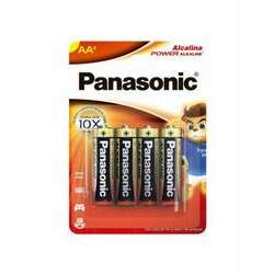 Pilha alcalina Panasonic AA Power Alkaline LR6XAB/4B cartela com 4 unidades