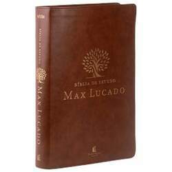 Bíblia de Estudo Max Lucado NAA Leitura Perfeita Capa Luxo Marrom