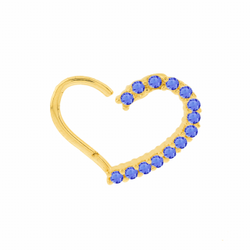 Piercing helix ou daith ouro 18k coração azul esquerdo