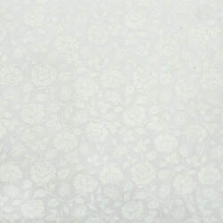 Tecido Tricoline Nacional Rosas Brancas Fundo Branco (50 cm)