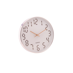 Relógio de Parede Quartz Branco e Rosé 30,5x4cm
