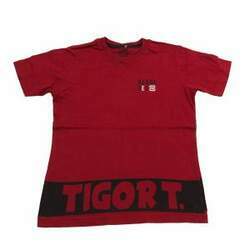 Camiseta vinho faixa preta logo Tigor Tigre 8 anos
