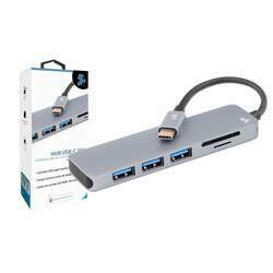 Hub USB-C Para 3 USB 3 0 Leitor SD e Micro SD ChipSCE