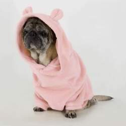 Pijama Para Pet De Fleece Com Capuz Hot Dog Rosa Claro
