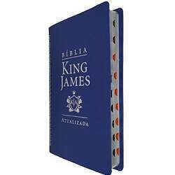 Bíblia Slim King James Atualizada Índice Capa Luxo Azul