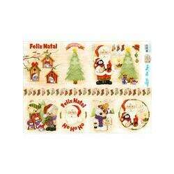 Slim Paper Decoupage Natal 33,8 X 47,3 cm - SPLN - 002 Papai Noel, Pinheiros e Ursos