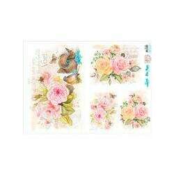 Slim Paper Decoupage 33,8 x 47,3 cm - SPL-002 Flores Aquarela e Ninho de Passarinho