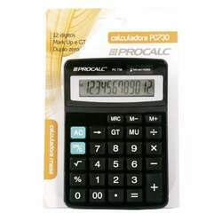 Calculadora Mesa Plástica Preta Pc730 Procalc