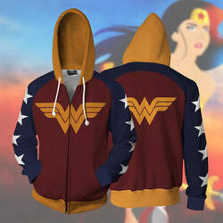 Casaco Moletom Com Ziper Uniforme Mulher Maravilha Wonder Woman Clássico - MKP