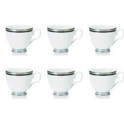 Jogo de xícaras chá em porcelana Noritake Austin Platinum 6 peças