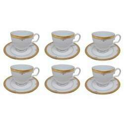 Jogo de xícaras chá em porcelana Noritake Buckingham Gold 6 peças