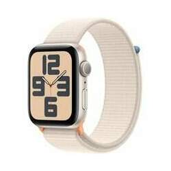 Apple Watch SE 44mm GPS Caixa Estelar de Alumínio, Pulseira Loop Esportiva Estelar, Neutro em Carbono - MRE63BZ/A