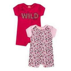 Kit 2 Peças Macacão Bebê Wild Trend Pink