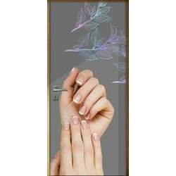 (0) Adesivo Para Porta Manicure Mãos Com Unhas Feitas Flores Minimalistas No Fundo