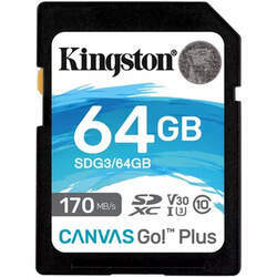 Cartão Memória SD XC 64GB V30 Canvas React Plus 170mb/s Kingston