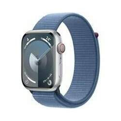 Apple Watch Series 9 (GPS+Cellular 45 mm) Caixa Prateada de Alumínio Pulseira Loop Esportiva Azul Inverno