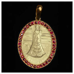 Medalha Nossa Senhora de Loreto em ouro 18K cravejada de Rubis