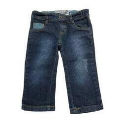 Calça jeans elastano pouco destroyd bolso azul 9-12M
