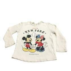 Blusa branca Minnie e Mickey brilhos Zara 6-7 anos