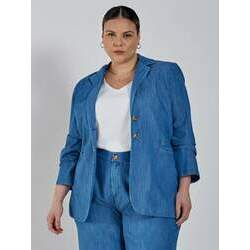 Blazer Jeans Leve Azul Denisia Plus Size