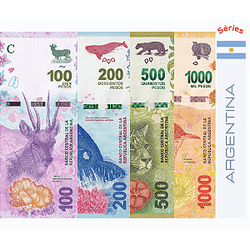 Séries de 4 - Cédulas Argentina Pesos - FE
