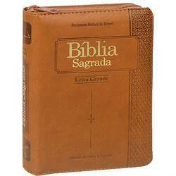 Bíblia Sagrada - ARC - Letra Grande - Capa Luxo Com Zíper - Marrom