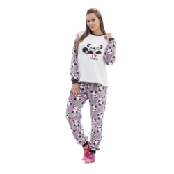Pijama de Inverno Adulto Feminino em Fleece - I Love Panda