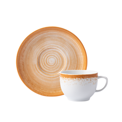 Xicara Chá 200ml Com Pires Porcelana Schmidt - Dec Esfera Mostarda 2417