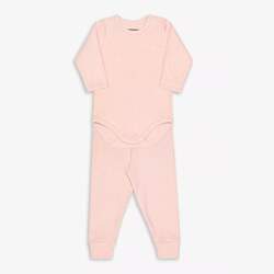 Pijama Infantil Dedeka Melange Canelado com Body Rosa Pérola 3