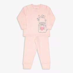 Pijama Infantil Dedeka Melange Conjunto de Camiseta Rosa Pérola 2
