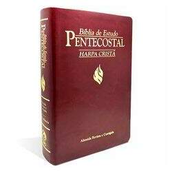 Bíblia de Estudo Pentecostal Média Luxo Harpa Vinho