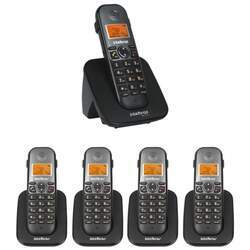 Kit Telefone Sem Fio TS 5120 4 Ramais TS 5121 Intelbras