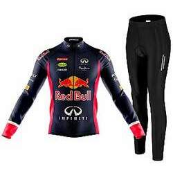 Kit Camisa Ciclismo Red Bull Longa C/ Calça Espuma Refletivo