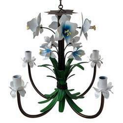 Luminária de Ferro com Orquídeas em Metal Rústicas para Sala de Jantar