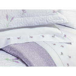 Lavendel Roupa De Cama - King - Percal 200 Fios - 100% Algodão - 4 Peças - Branco/Lilás