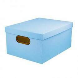 Caixa Organizadora Box Média Estampada Linho Serena Azul Pastel Dello 2192BP0005