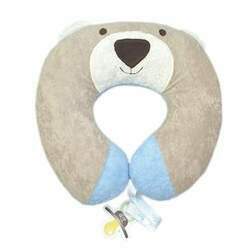 Protetor de Pescoço Bebês Urso Nino Azul com Prendedor de Chupeta - Zip Toys
