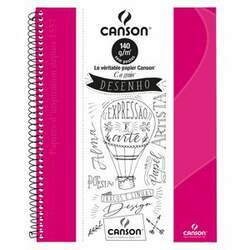 Caderno Desenho Canson Expressão e Arte Espiral Capa Dura 140 g A4 40 Fls Rosa Pink 71400266BR