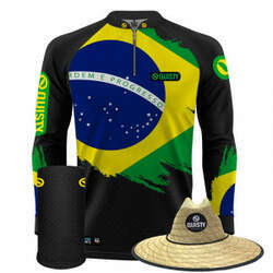 Super Combo VIP - Pro Elite Brasil Black Pesca Esportiva - Camisa Punho Luva Máscara Premium Chapéu DryUv50