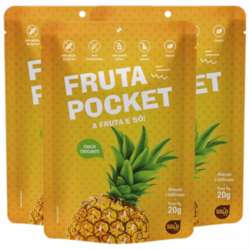 Abacaxi Liofilizado Fruta Pocket 100% Natural contendo 3 pacotes de 20g cada