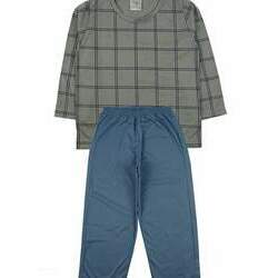 Conjunto Pijama Meninos Camisa com Estampa Rotativa com Calça Lisa
