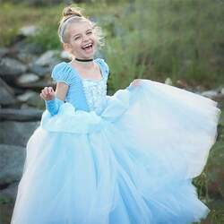 Fantasia Princesa Cinderela Vestido Contos de Fadas Cosplay Profissional Traje Luxo Infantil