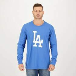 Camiseta New Era MLB Los Angeles Dodgers Logo Manga Longa Azul