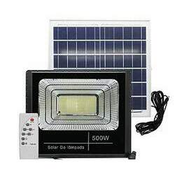 Refletor Painel Solar 500W LED Bateria Litio Recarregável Com Controle Branco Frio IP67